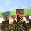 Decoratieve objecten beeldjes 4 stks / set miniatuur fee tuin stenen huizen mini cottage huis miniaturen decor accessoires tuinieren decora