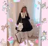 Hstar Carino Lolita delle Donne OP Vestito Balza Pizzo Trim Giapponese Harajuku Maniche Lunghe Bambola Fata Abiti 210623