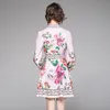 Dames high-end bedrukte jurk met lange mouwen en strik 2021 nieuwe herfstjurk nobele mode damesjurk boetiekjurken