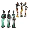 3 قطعة / المجموعة المرأة الأفريقية التماثيل الراتنج الحرفية القبلية سيدة تمثال غريبة دمية شمعة حامل هدية تزيين المنزل منحوتات