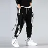 Män Casual Hip Hop Cargo Pants Spring Trend Loose Streamers Street Dance Stretch Multi-Pocket 210715