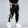 Hommes Casual Hip Hop Cargo Pantalon Printemps Tendance Lâche Streamers Street Dance Stretch Multi-Poche 210715