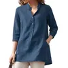 Women's blouses spring autumn tops leisure white shirts button v neck cardigan top loose long sleeve linen shirt cotton blouses H1230