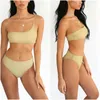 Bikinis Set Damen Bademode Zweiteiliger Bikini Glänzender funkelnder weiblicher Badeanzug mit hoher Taille