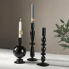 Candle Holders Modern Glass Candleholder Retro Home Living Room Black Table Romantic Candlelight Creative Decoration Ornaments