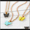 & Pendants Drop Delivery 2021 Ifmia Fashion Butterfly Pendant Necklace Boho Pink Gold Color Necklaces For Women Girl Elegant Choker Sweet Jew