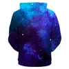 Cloudstyle Jonge hoodies Bling Space 3D Gedrukt Jassen voor Man Daily Causal Outlearing Youth Trendy Coats Blue Purple Star Men's Sweatshi