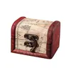 Vintage Smycken Box Mini Wood World Map Pattern Metal Container Arrangör Förvaringsväska Handgjorda Treasure Bröst Trä Små Lådor RRE10949