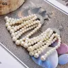 JK 3.5" Natural White Pearl CZ Earrings For Women