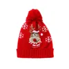 Natal novo produto inverno rena de malha crianças chapéus bonés com pequena bola