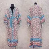 Badkläder täcker Bohemian tryckt lång kimono cardigan bomull tunika kvinnor plus storlek strand slitage baddräkt täcker upp Q995 210420