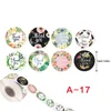 1 tum 500pcs / Roll Round Floral Tack Klistermärken 1Ink för bröllop favoriserar och Party Handgjorda Taggar Kuvert Seal Stationery Sticker
