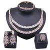 Bridal Dubai Gold Crystal Wedding Necklace Bracelet Earring Ring Jewelry Sets Nigerian Party Women Fashion Jewelry Set