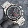 44 mm APOLLO COMMORATIVE ÉDITION MONTRES Dark Side Moon 311 92 44 30 01 002 Quartz Chronograph Mens Watch Black Dial Steel SS BRA229G