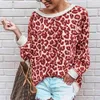 Jocoo Jolee Long Sleeve O Neck Leopardプリント緩いシャツ秋冬カジュアルビンテージプルオーバーカジュアルトップ210518