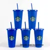 DHL Özel Starbucks Fincan 24 oz Kişiselleştirilmiş Tumblers Kupa Starbuck Bardakları Saman İle Kahve Kupalar Şeffaf Sippy Plastik Tumbler