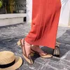 SOPHITINA Sandalias de mujer Retro Slingback Tacones bajos Chunky Side Open Square Toe Verano Cómodo Caminar Zapatos para mujer PO611 210513