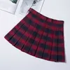 Moda Kobiety Spódnica Preppy Styl Plaid Spódnicy Wysoka Talia Chic Student Plised Spódnica Harajuku Mundury Ladies Girls Dance Spódnicy Y0824