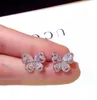 Pendientes de cristal brillantes forma de mariposa plata esterlina lindo perno único para mujeres joyas de orejas de novia2977689