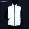 Mens Reflective Winter Vests Waistcoat Brand Cotton Padded Sleeveless Jacket Mens Fishing Running Outwear Vests Male 210522