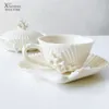 European Luxury Cup Saucer White Gift Simple Ceramic Small Coffee Cups Creative Porcelain Accessories Tazas Drinkware DF50BD