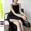 Seksowna sukienka kobiety elegancki lato rocznika bez rękawów czerwone białe czarne sukienki vestido de mujer 210608