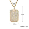 Cubic Zirconia Army Tag Necklace 18k Gold Jewelry Set Bling Diamond Hip Hop Square Pendant Necklaces for Women Men Stainless Steel Chain Will and Sandy Dropship