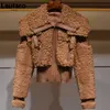 Lautaro Hiver Chaud Épais Patchwork Fausse Fourrure Manteau Femmes Manches Longues Fermeture À Glissière Col Rabattu Élégant Veste Moelleuse Mode 211007