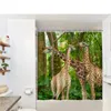 Chuveiro Cortinas Woods Girafa Impresso Cortina Creative Pattern Bath À Prova D 'Água Gancho Pendurado Casa de Banho