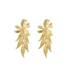 Femmes fleur feuille d'or boucles d'oreilles pendantes alliage européen long gland feuilles boucle d'oreille goujon pour femme fête cadeau punk oreille goutte porter bijoux accessoires