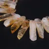 15.5 "Strand Natural Citrines Quartz Top Geboord Slice Losse Kralen, Ruwe Geel Crystal Steen Slab Hanger Ketting Sieraden Maken