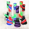 Portable Percolators silicone water pipes hookahs with 14mm glass bowl Mini bong Oil Rigs Downstem Diffused Concentrate Dab Straw Pipes