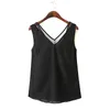 2020 New Slip Tank Tops Fashion Office Lady Slim Loose V-Neck SleevelVest Shirt Blouse Tops Summer Chiffon SleevelVest X0507