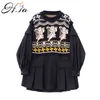 H.SA Frühlingskleidung für Frauen Koreanische Stil Pullover und Pullover Gefälschte 2 Stück Patchwork Strickwaren Übergroße Tops Pull Femme 210716
