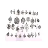 160pcs antika silverblandade blommor, träd, löv Charm Pendants för smycken, örhängen, halsband DIY Tillbehör