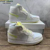 With box 1 Mid SE Voltage Yellow man women basketball shoes authentic athlete jumpman 1s genuine leather outdoor sport sneakers size 7-12