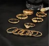 12 pc/set Charm Gold Color Midi Finger Ring Sets for Women Vintage Boho Knuckle Party Rings Punk Jewelry Gift wholesale