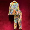 Survêtements pour femmes Svoryxiu 2021 automne hiver concepteur mode deux pièces ensemble coloré chaîne imprimer Blazer pantalon élégant Twinset