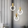 Staircase Bedroom bedside hanging lamp LED Ring pendant lights Nordic bar counter restaurant pendant lamps