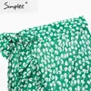 Ruffle leaf print wrap femmes Sash tie up plage été asymétrique taille haute streetwear jupe longue femme 210414