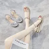 Women Sandals 2021 Summer Designer Casual Gold Silver High Heels Wedges Open Open Toe R200