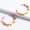 Bohemian Cute Colorful Beaded Flower ZA Orecchini a forma di C per donne Ragazze Trendy Summer Big Hoop Orecchini Jewelry Party