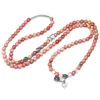 6mm Natuurlijke Rhodochrosite Kralen Strand Dames Lotus OM Boeddha Bedelarmband 108 Mala Ketting Yoga Sieraden