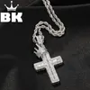 Pendant Necklaces THE BLING KING Zircon Crown Cross Necklace Hip Hop Full Iced Out Cubic Zirconia Gold Plated CZ Stone