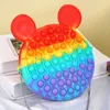 Rainbow Fidget Bubble Poppers Łańcuch torba torebki dzieci chłopiec dziewcząt nowości fajny design Crossbody Fanny Pack Finger Push Sensory Puzzle Zabawki Wczesne oparty Edukacja G766y8he