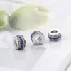 Passar Pandora Armband Silver Blå Paved Crystal Säkerhet Anti-Drop-Clip Buckle Charm Bead Stopp Pärlor för Partihandel DIY European Sterling Halsband