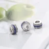 Подходит для браслетов Pandora Silver Blue Painsed Crystal Безопасность Антипадный зажим Пряжка Очарование Бусина Бусина Бусина для оптом DIY Европейское Стерлинговое Ожерелье