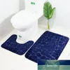 2 stks / set Fleece Bath Mat Sets 3D Cobblestone Tapijt Toilet Decor Mat Badkamer Antislip Vloer Matten Absorberende Tapijten Europa Amerika Fabriek Prijs Expert Design Quality