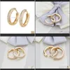 Stud Drop Delivery 2021 Men Women Jewelry Fashion Gold Color Circle Brief Luxury Bling Zircon Hip Hop Hoop Earrings Prnp7