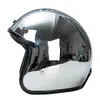 オープンフェイスオートバイヘルメットヴィンテージ Kask Capacete クロームシルバーレトロカスクミラーパイロットジェットモト 3/4 ハーフカスコ Q0630